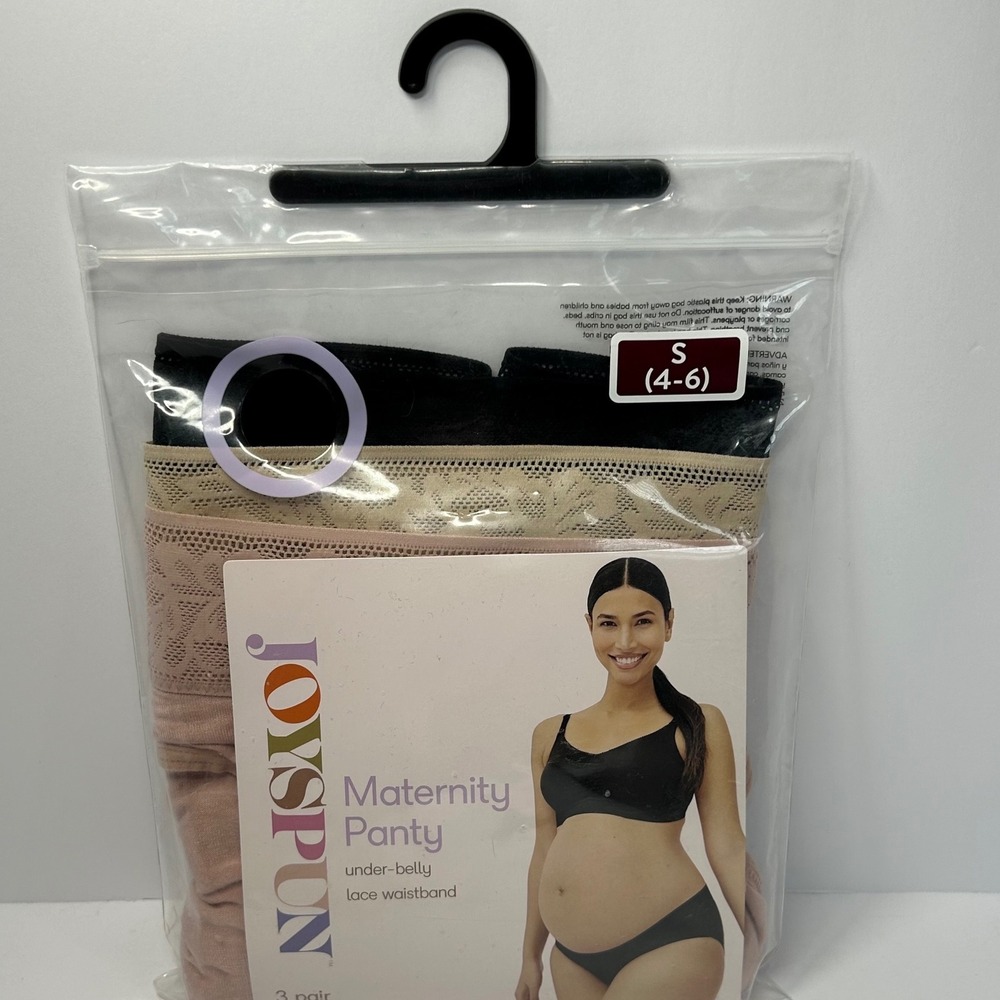 Joyspun Womens Maternity Panty 3 Pack Under-Belly Lace Waistband Bikini Small